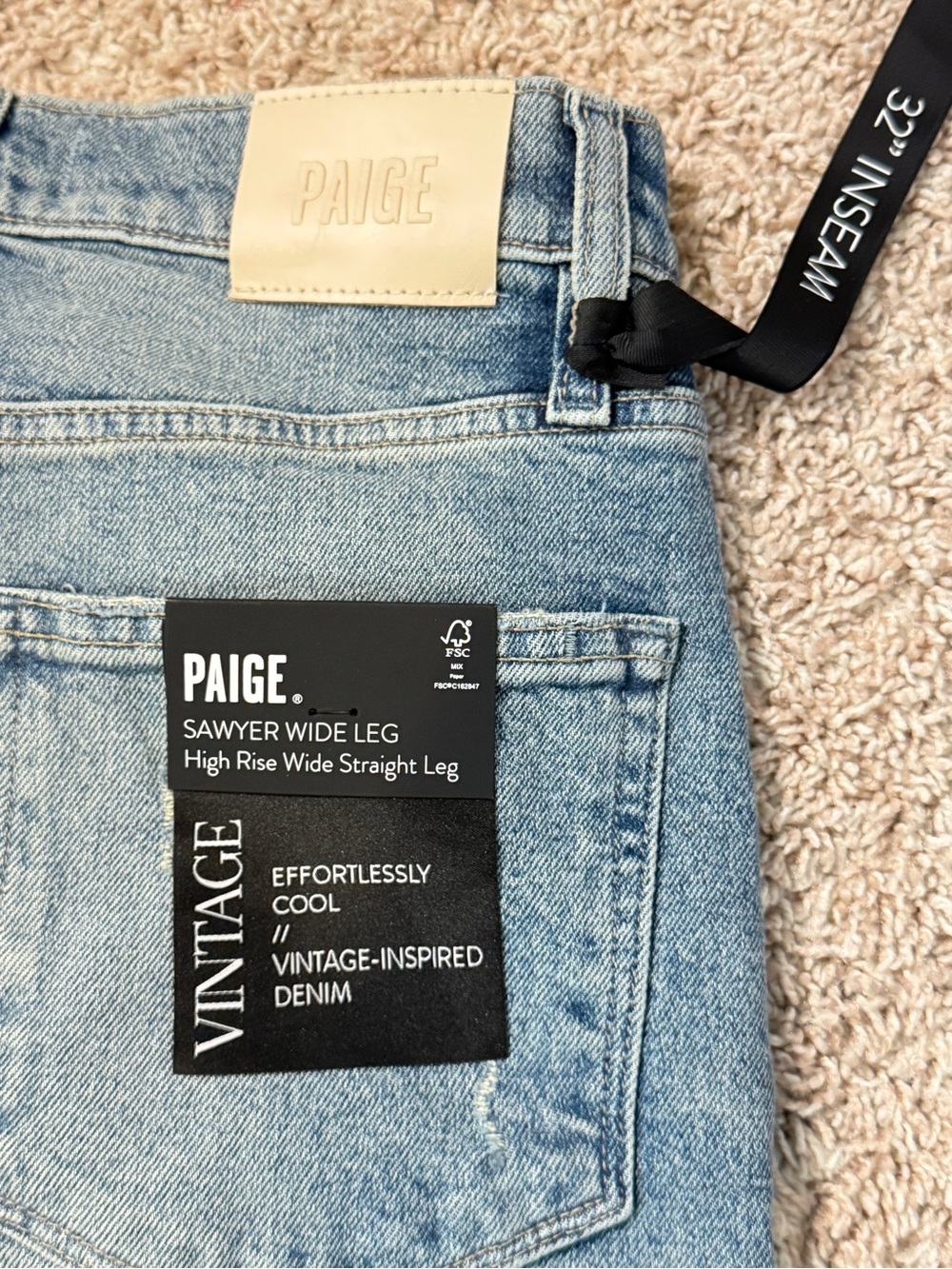 NWT PAIGE. SAWYER WIDE LEG High Rise Wide Straight Leg Jeans Size 28 - Picture 12 of 16
